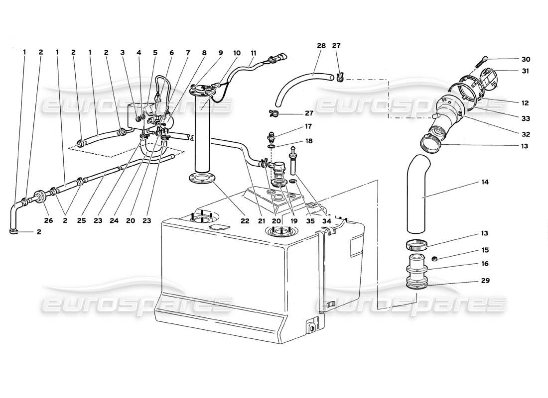 lamborghini diablo gt (1999) fuel system diagrama de piezas