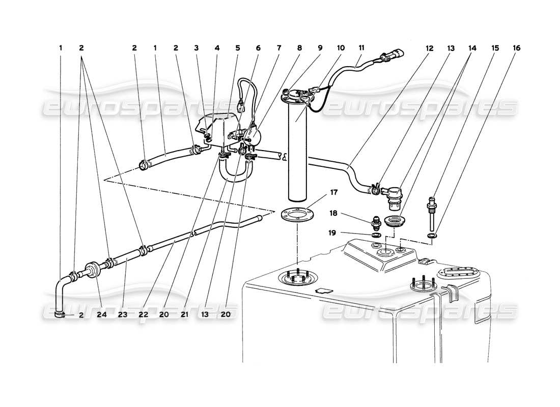 lamborghini diablo 6.0 (2001) diagrama de piezas del sistema de combustible