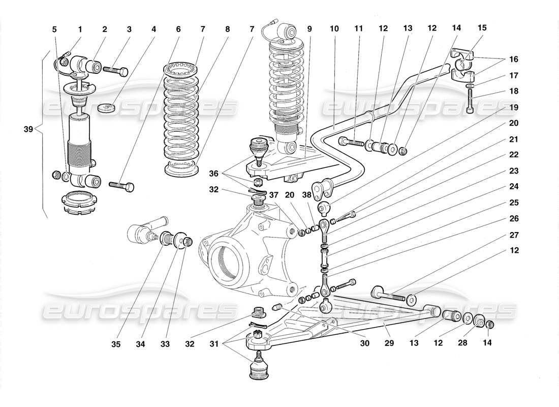 un diagrama de piezas del catálogo de piezas lamborghini diablo roadster (1998)
