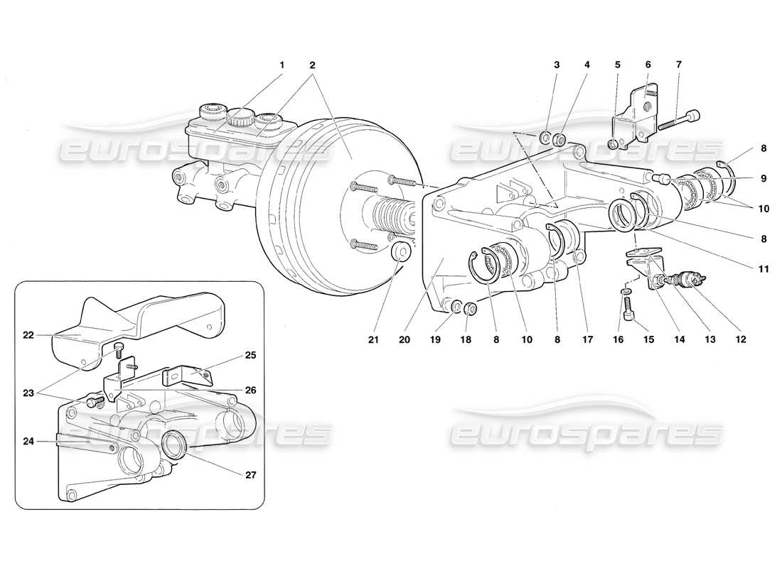 lamborghini diablo sv (1998) montaje de pedales diagrama de piezas