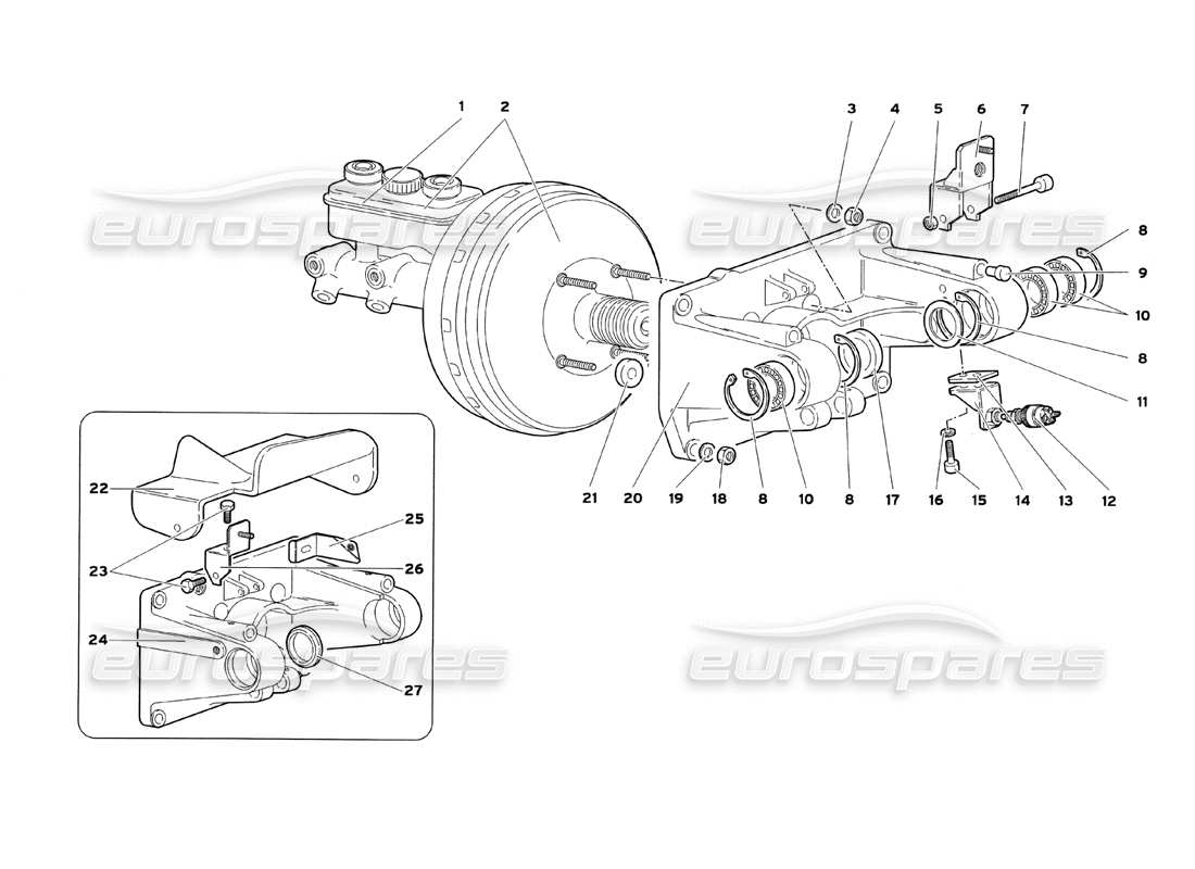 lamborghini diablo sv (1999) montaje de pedales diagrama de piezas