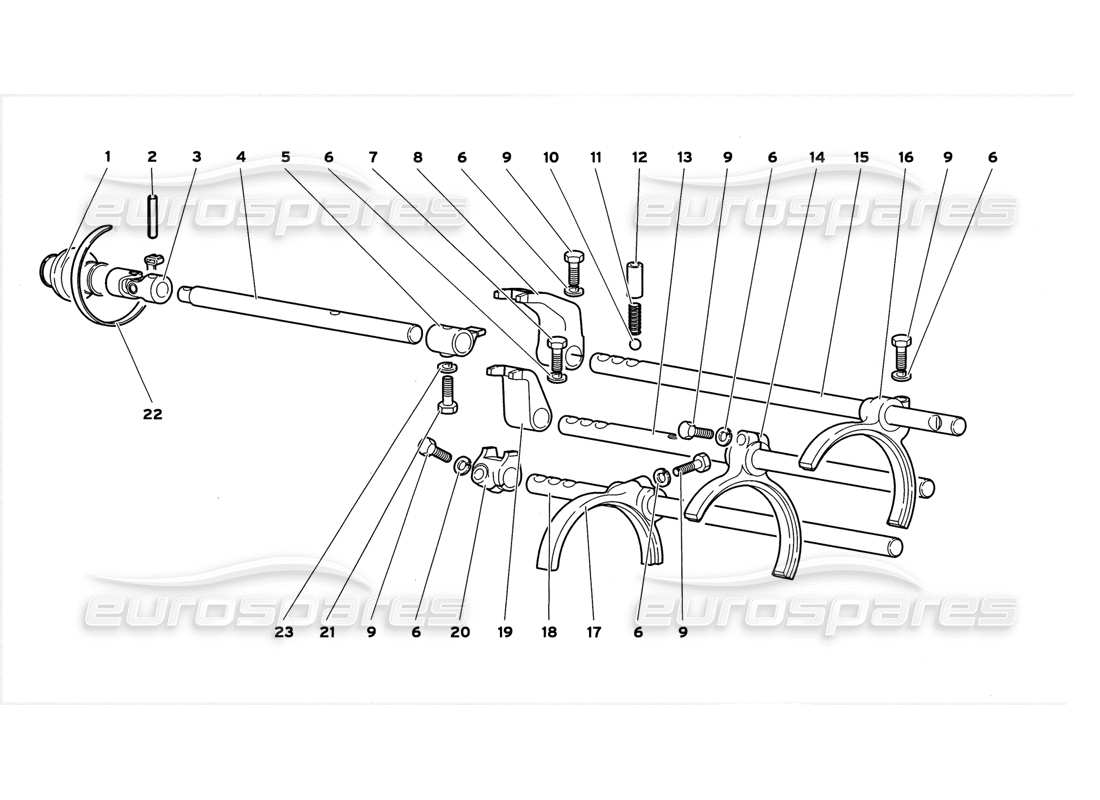 lamborghini diablo gt (1999) varillas de cambio de caja de cambios diagrama de piezas
