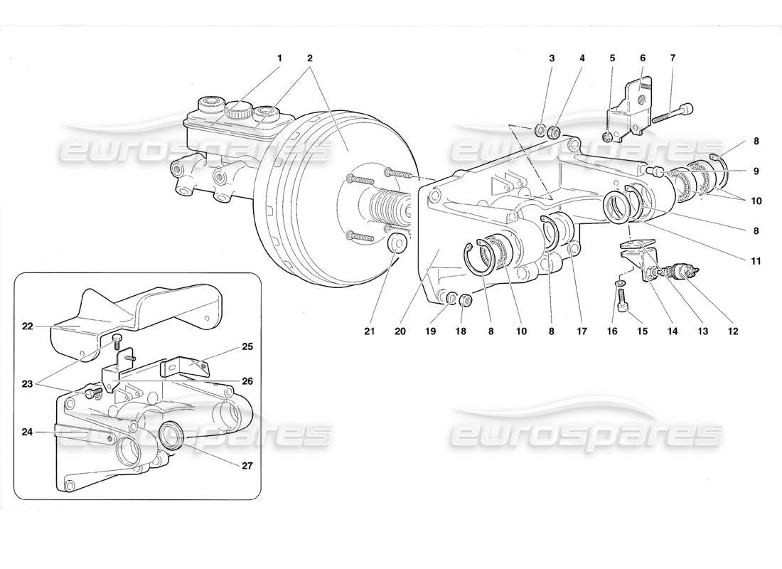 lamborghini diablo roadster (1998) montaje de pedales diagrama de piezas