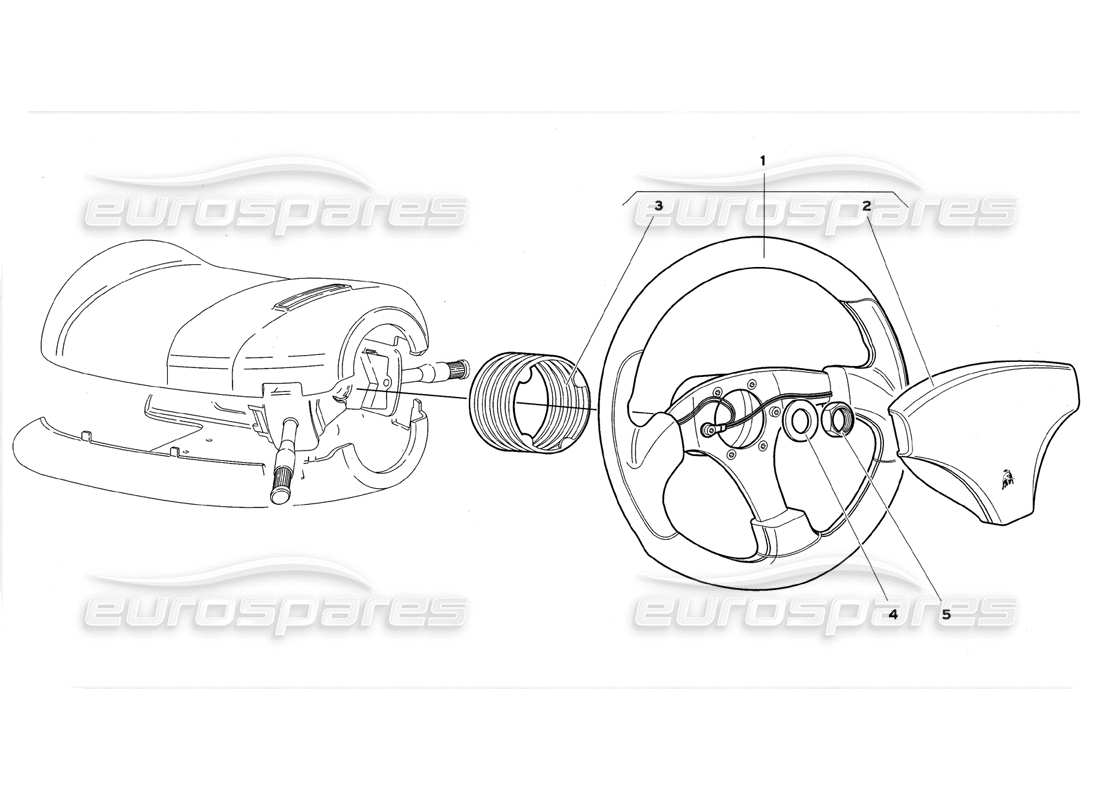 lamborghini diablo gt (1999) diagrama de piezas del sistema de dirección sin bolsa de aire