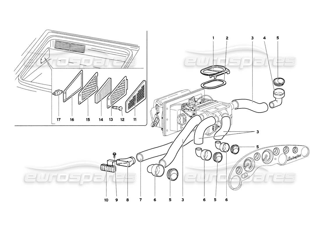 lamborghini diablo 6.0 (2001) diagrama de piezas de control de clima