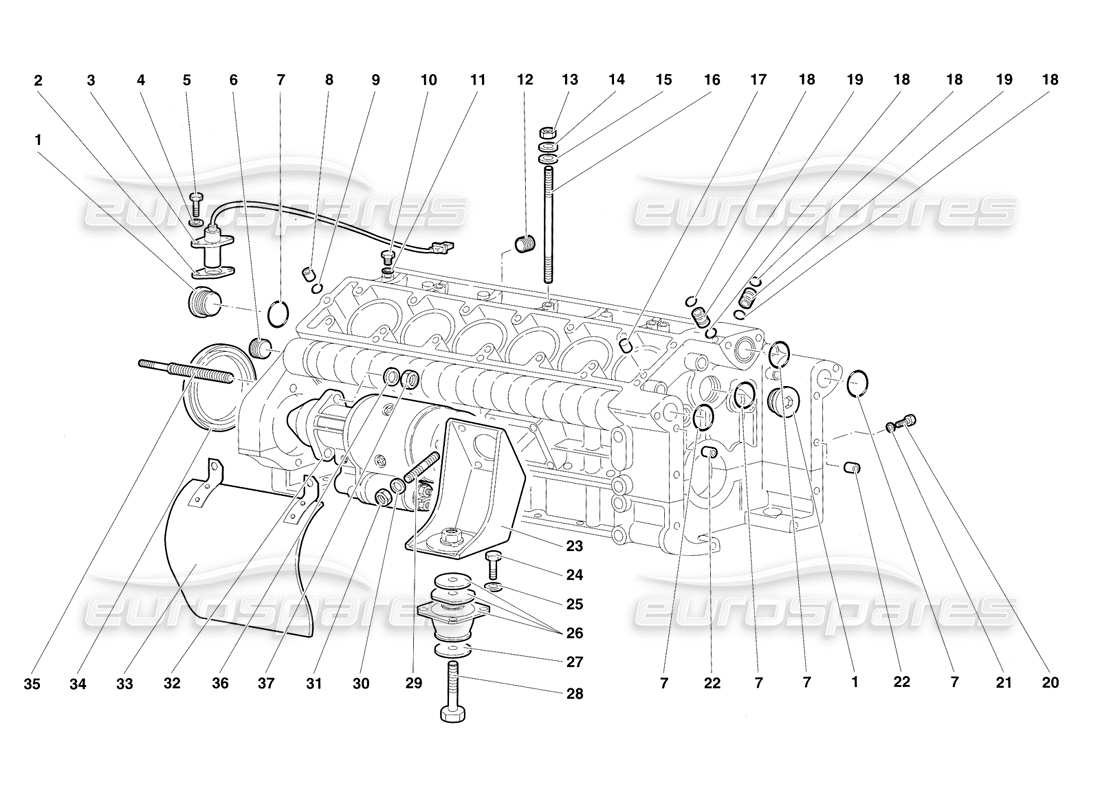 un diagrama de piezas del catálogo de piezas Lamborghini Diablo SV (1997)