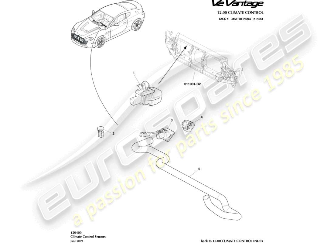 aston martin v12 vantage (2011) diagrama de piezas de sensores