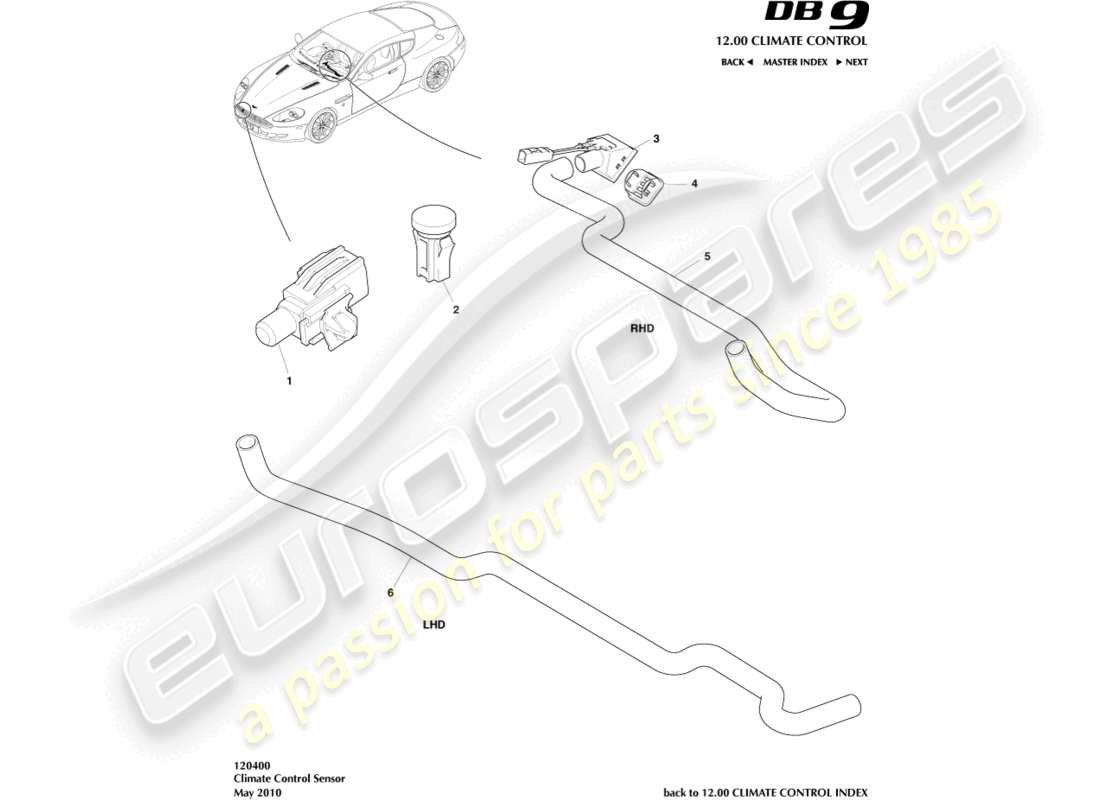 aston martin db9 (2006) diagrama de piezas de sensores