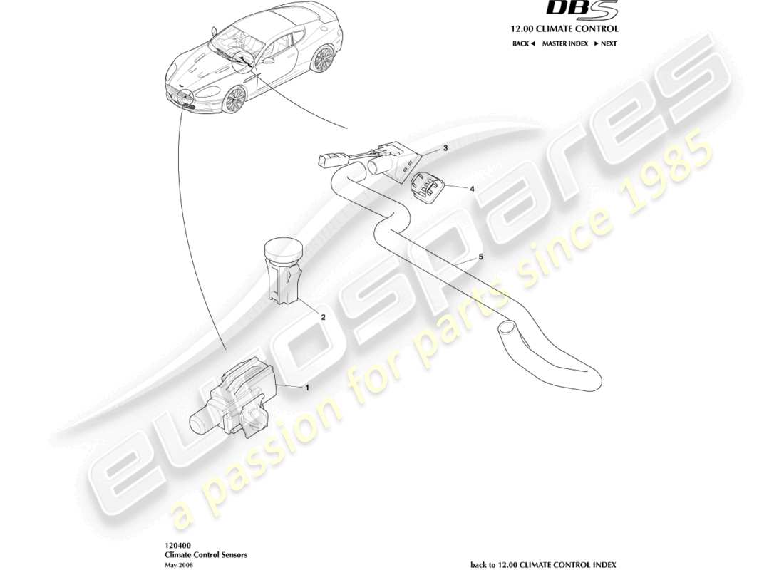 aston martin dbs (2013) diagrama de piezas de sensores