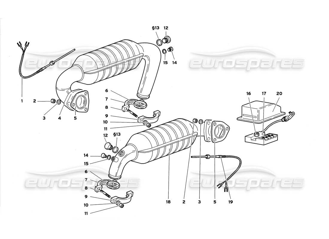 lamborghini diablo gt (1999) sistema de escape diagrama de piezas