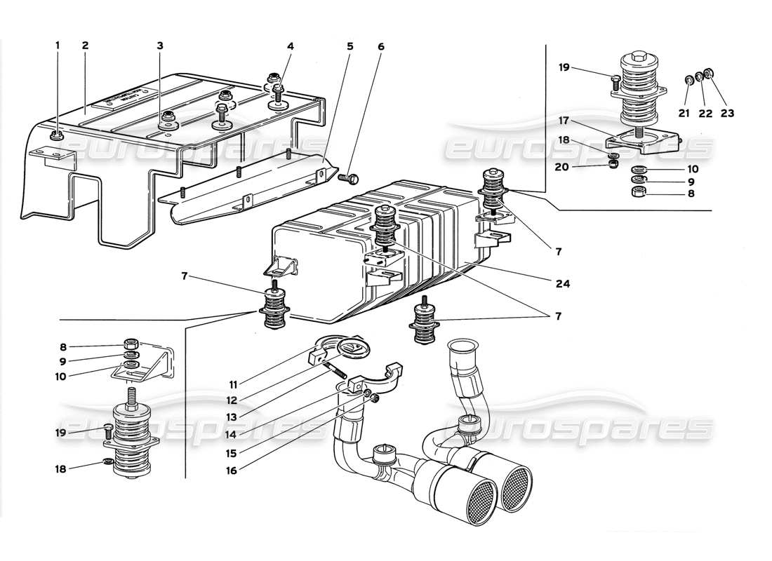 lamborghini diablo gt (1999) sistema de escape diagrama de piezas