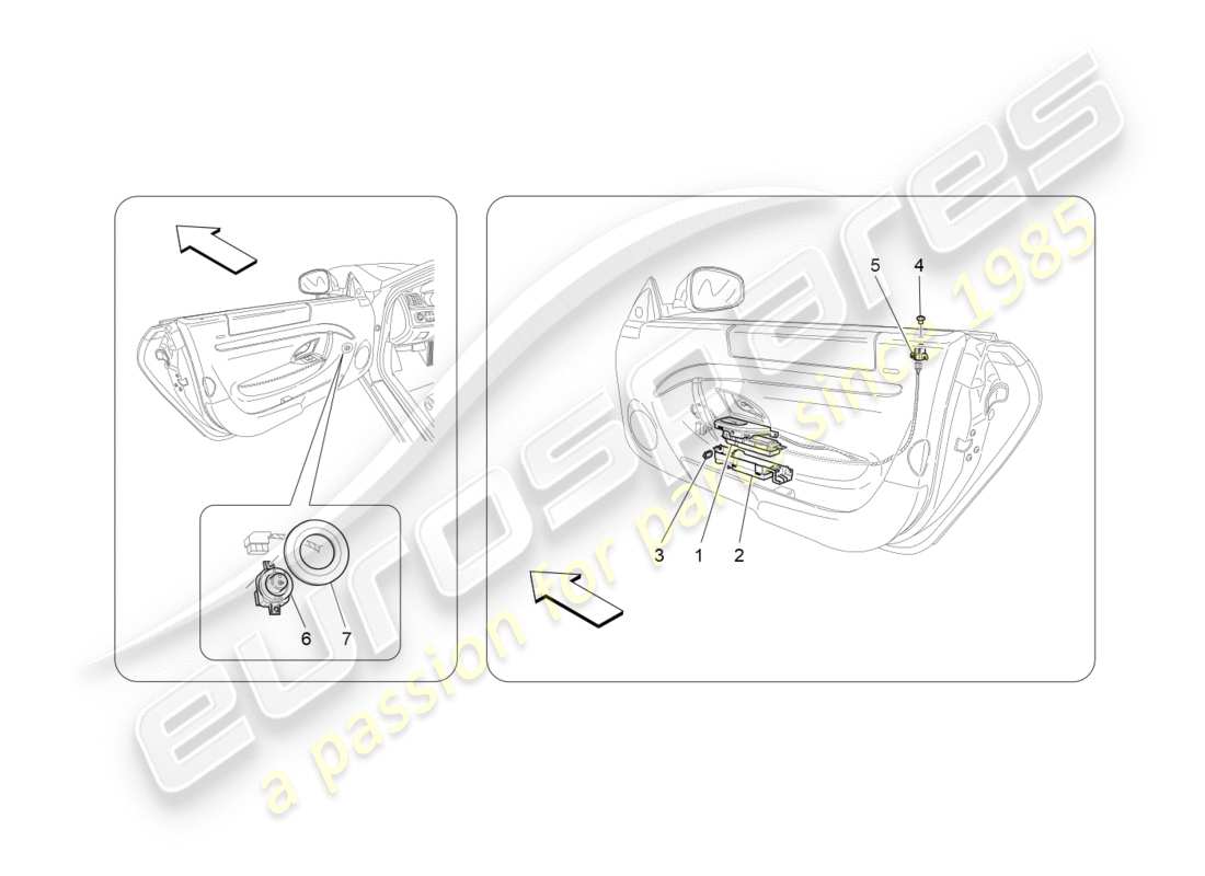 maserati granturismo s (2017) diagrama de piezas de dispositivos de puerta