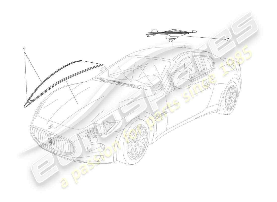 maserati granturismo (2010) diagrama de piezas de escudos, molduras y paneles de cobertura