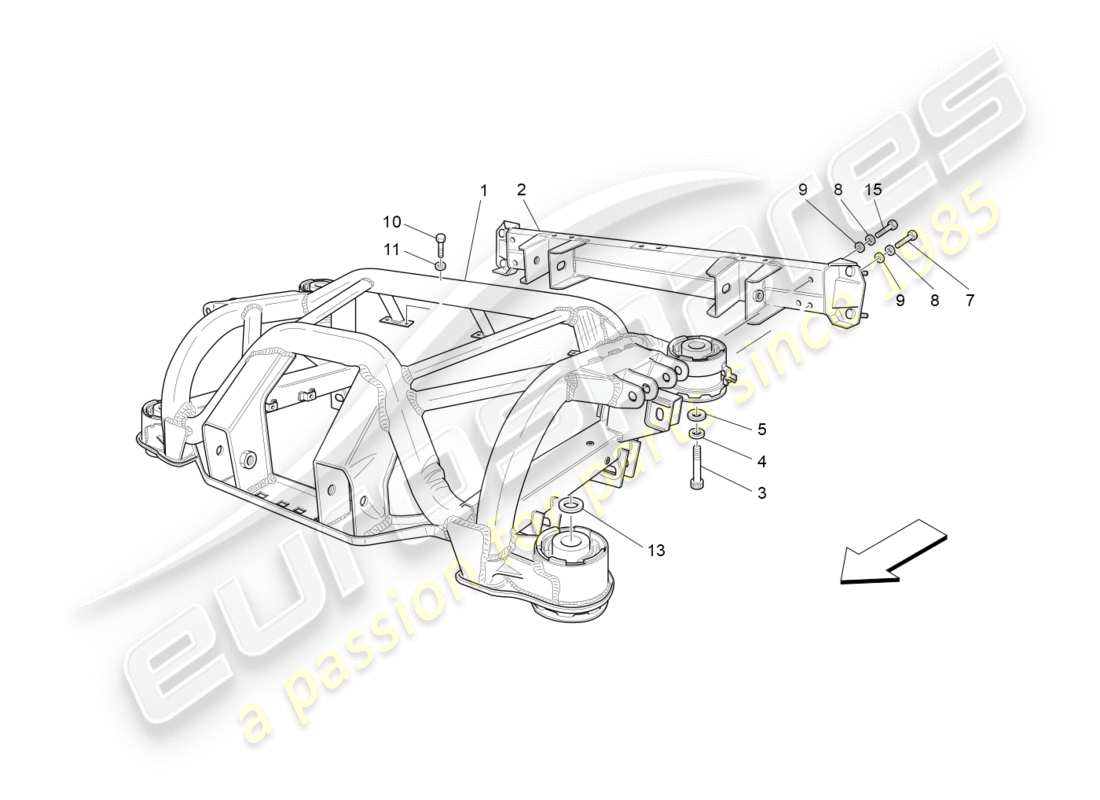 maserati granturismo s (2013) diagrama de piezas del chasis trasero