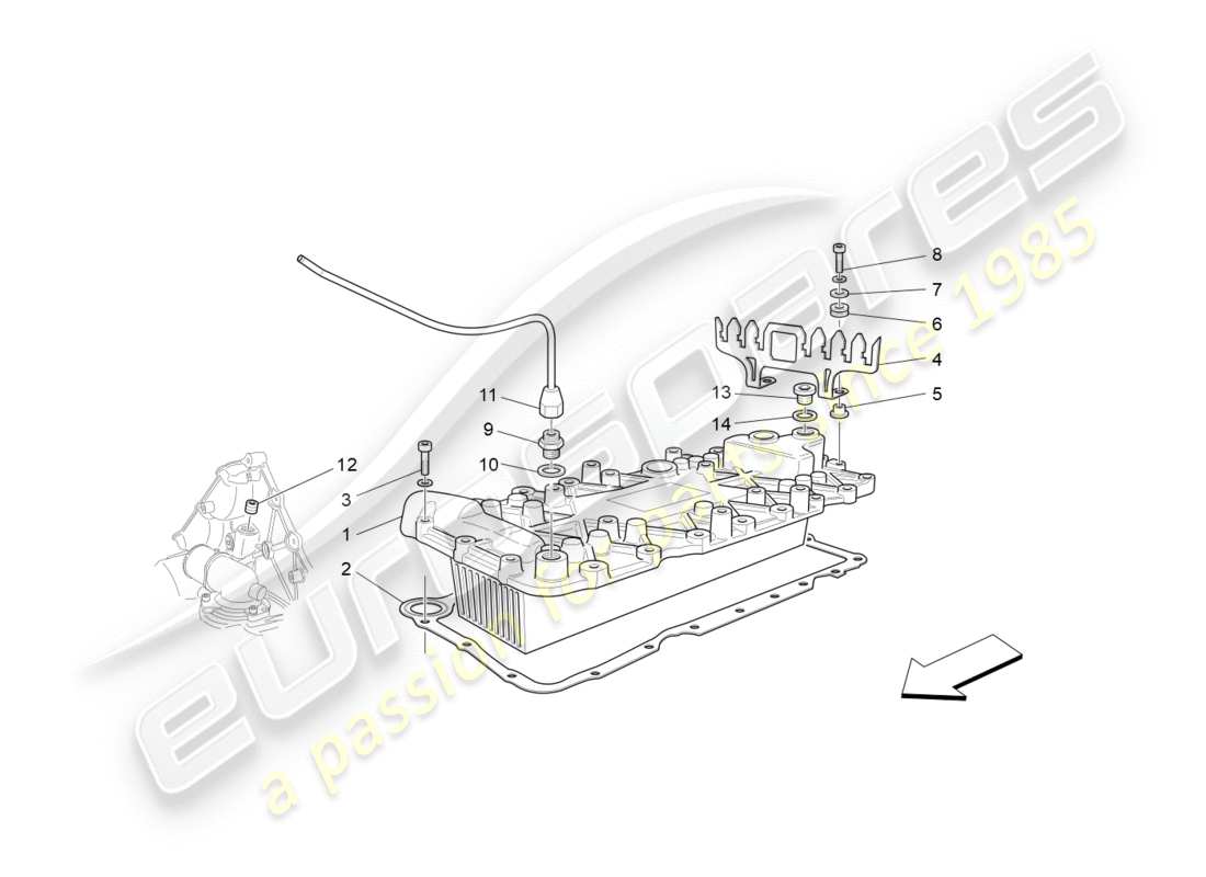 maserati granturismo s (2013) diagrama de piezas del intercambiador de calor