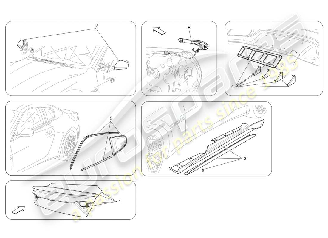 maserati granturismo s (2013) diagrama de piezas de accesorios posventa