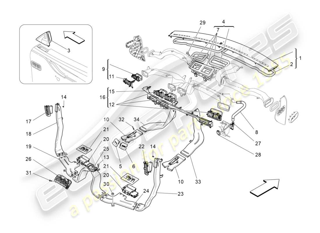 maserati qtp 3.0 bt v6 410hp (2014) unidad de a/c: difusión diagrama de piezas