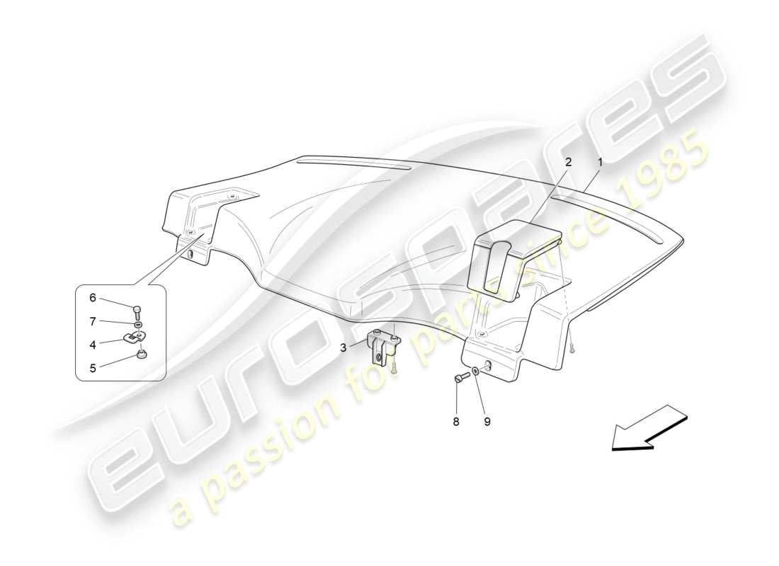 maserati granturismo s (2018) estante trasero para paquetes diagrama de piezas