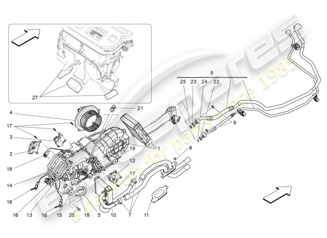 maserati qtp 3.0 bt v6 410hp (2014) a/c unit: tunnel devices part diagram