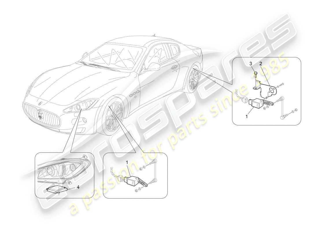 maserati granturismo (2009) control del sistema de iluminación diagrama de piezas