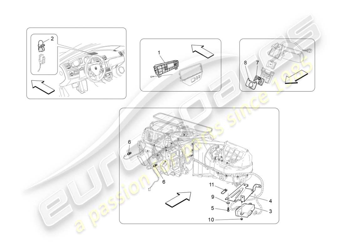 maserati granturismo s (2017) unidad de a/c: control electrónico diagrama de piezas