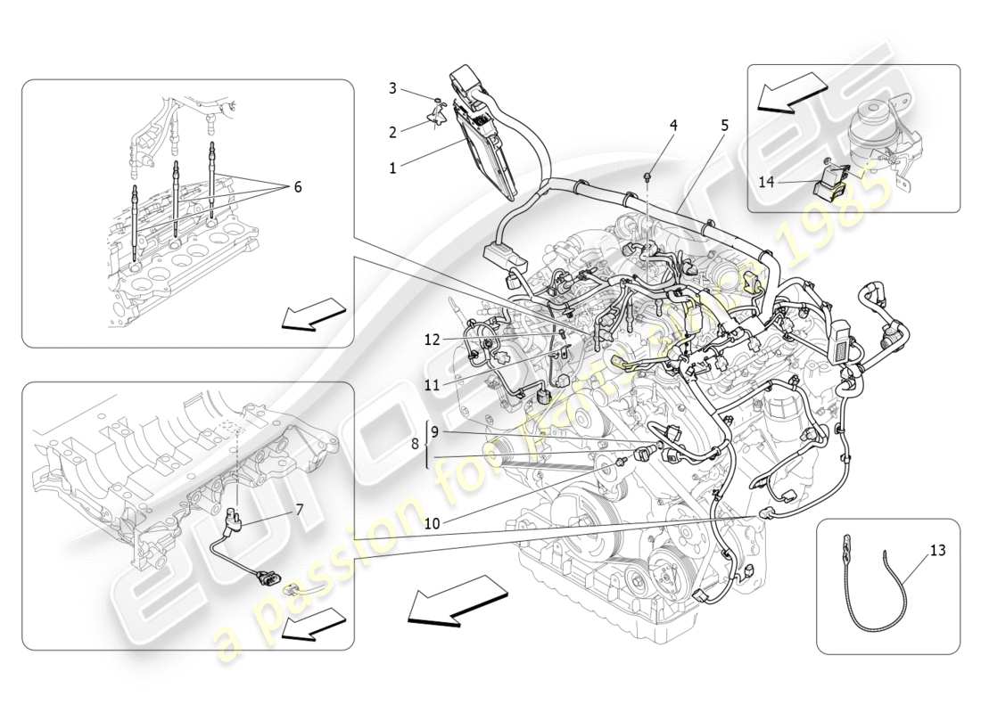maserati qtp 3.0 tds v6 275hp (2015) control electrónico: diagrama de piezas de control de sincronización del motor y inyección