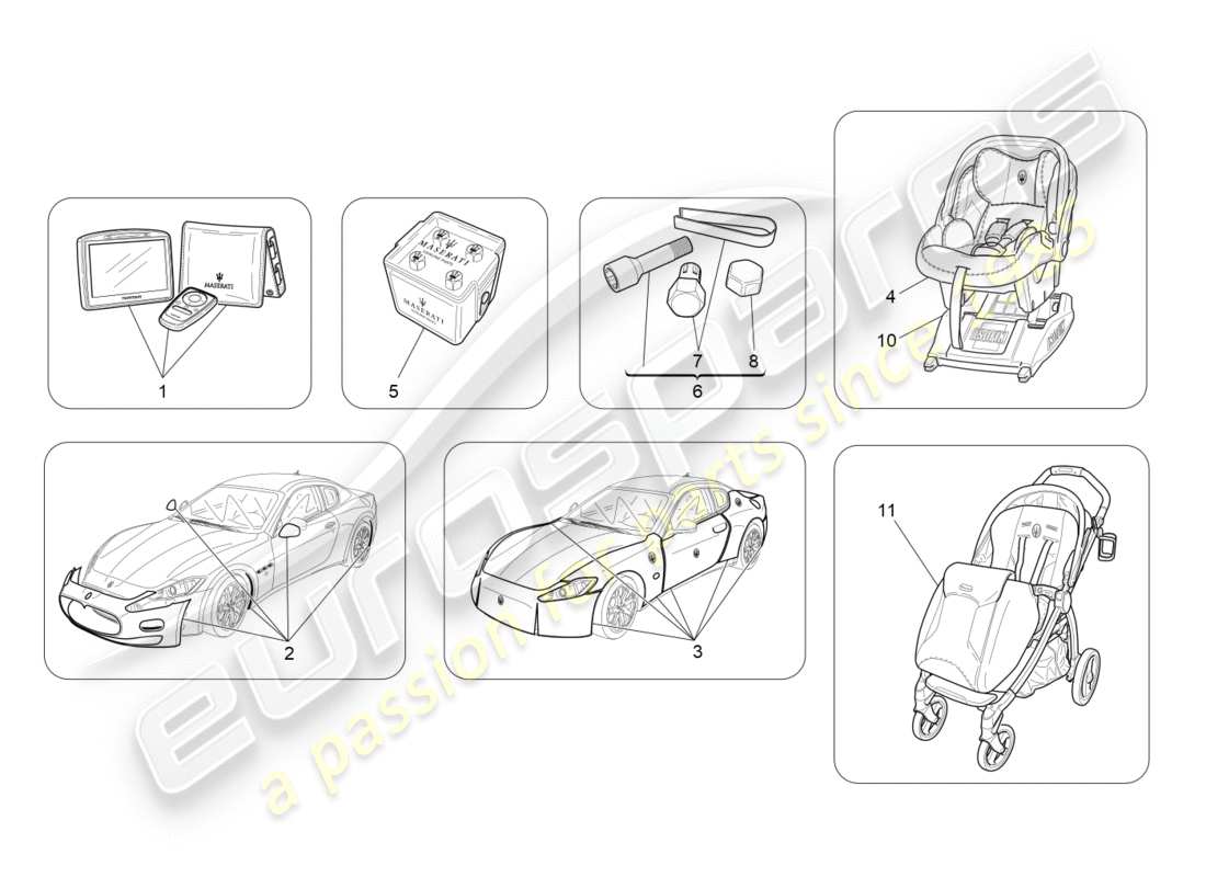 maserati granturismo (2013) diagrama de piezas de accesorios posventa