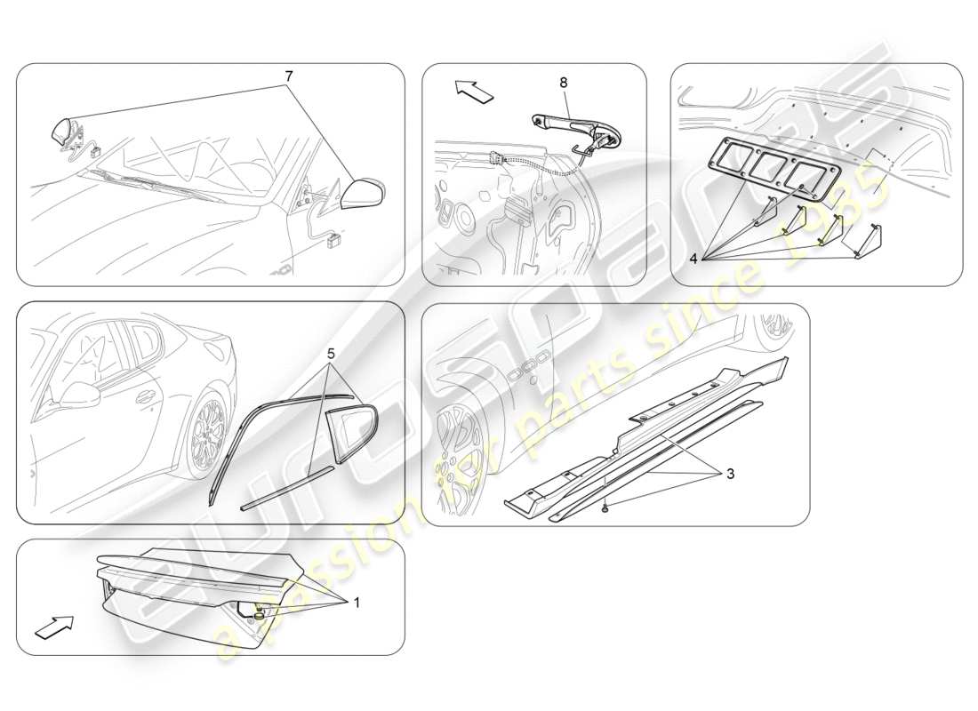 maserati granturismo s (2015) diagrama de piezas de accesorios posventa
