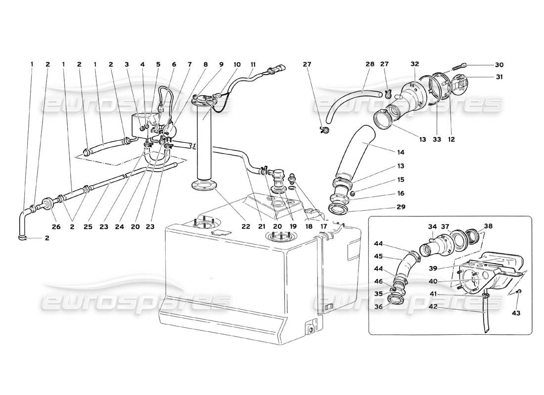 lamborghini diablo sv (1999) sistema de combustible (para automóviles con inserción rápida de combustible) diagrama de piezas