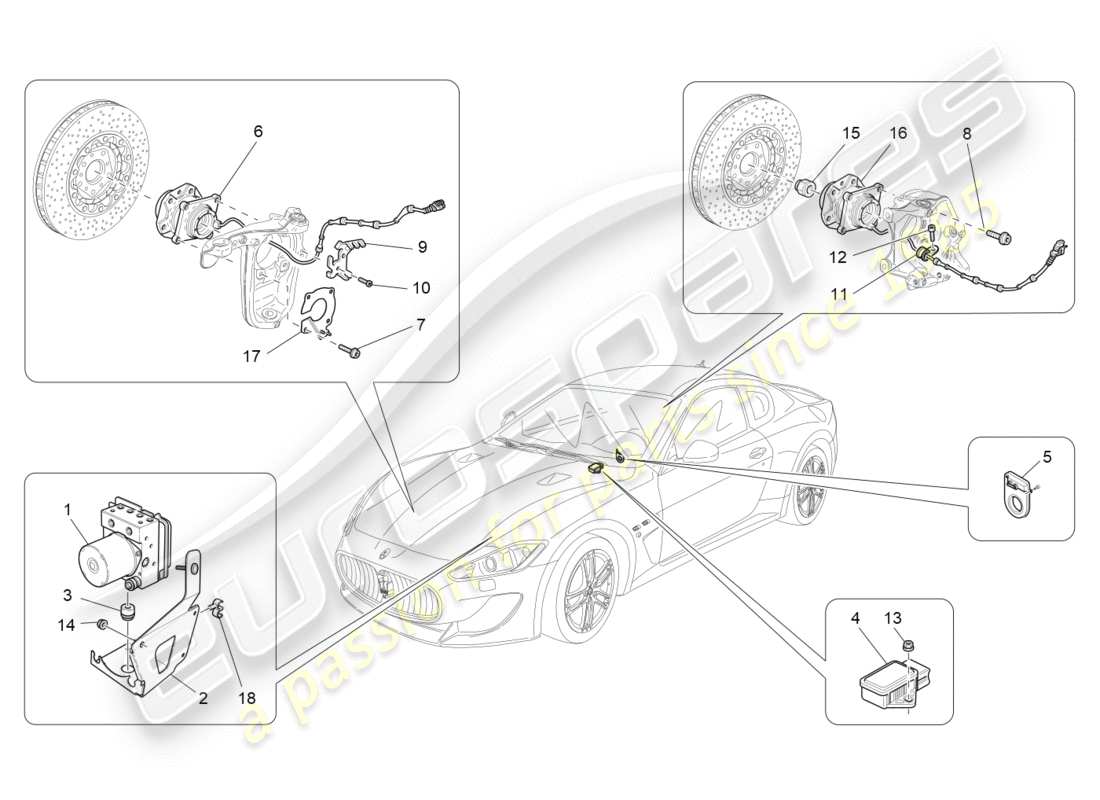 maserati qtp 3.0 tds v6 275hp (2015) diagrama de piezas de los sistemas de control de frenado