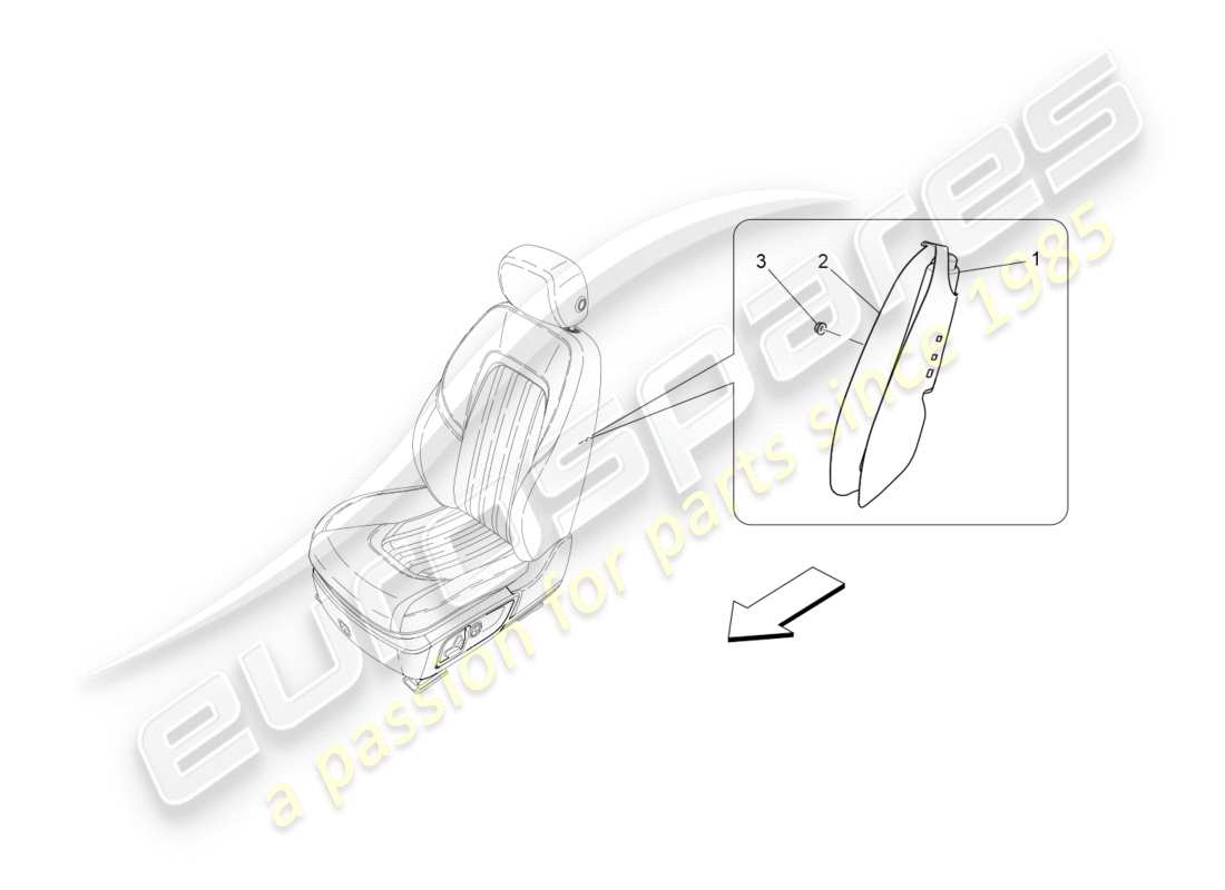 maserati qtp 3.0 bt v6 410hp (2014) diagrama de piezas del sistema de bolsas laterales delanteras