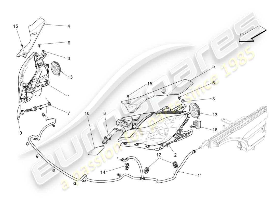 maserati qtp 3.0 bt v6 410hp (2014) grupos de faros diagrama de piezas