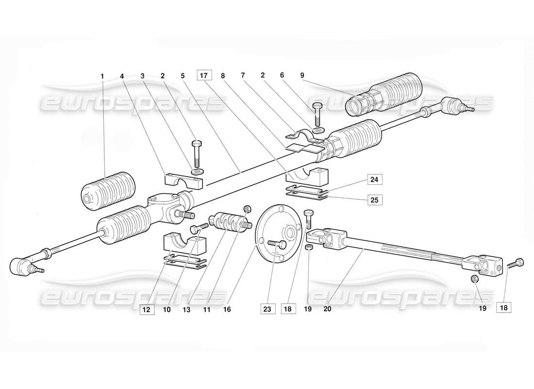 lamborghini diablo (1991) diagrama de piezas de dirección (válido para la versión 1992 de junio)