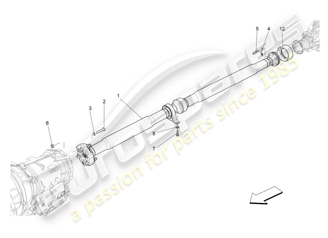 maserati qtp 3.0 bt v6 410hp (2014) diagrama de piezas del eje de transmisión