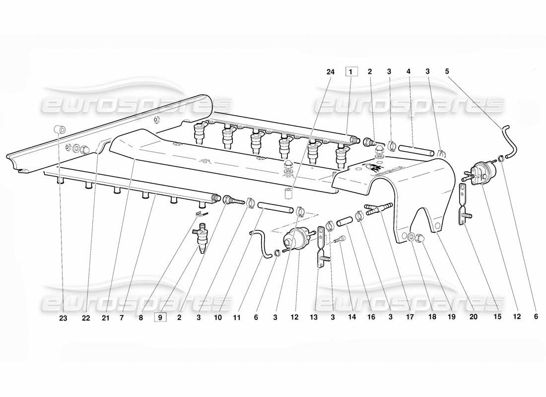 lamborghini diablo (1991) diagrama de piezas del sistema de combustible (válido para la versión 1992 de junio)