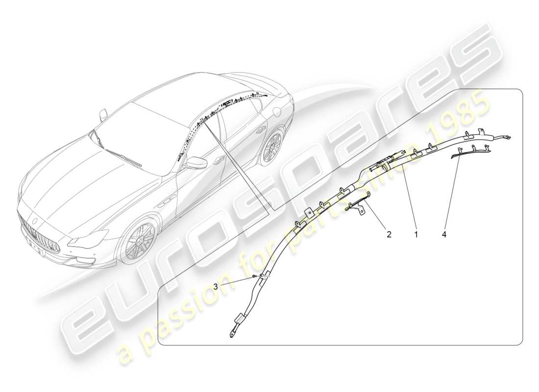 maserati qtp 3.0 bt v6 410hp (2014) diagrama de piezas del sistema de bolsa de ventana