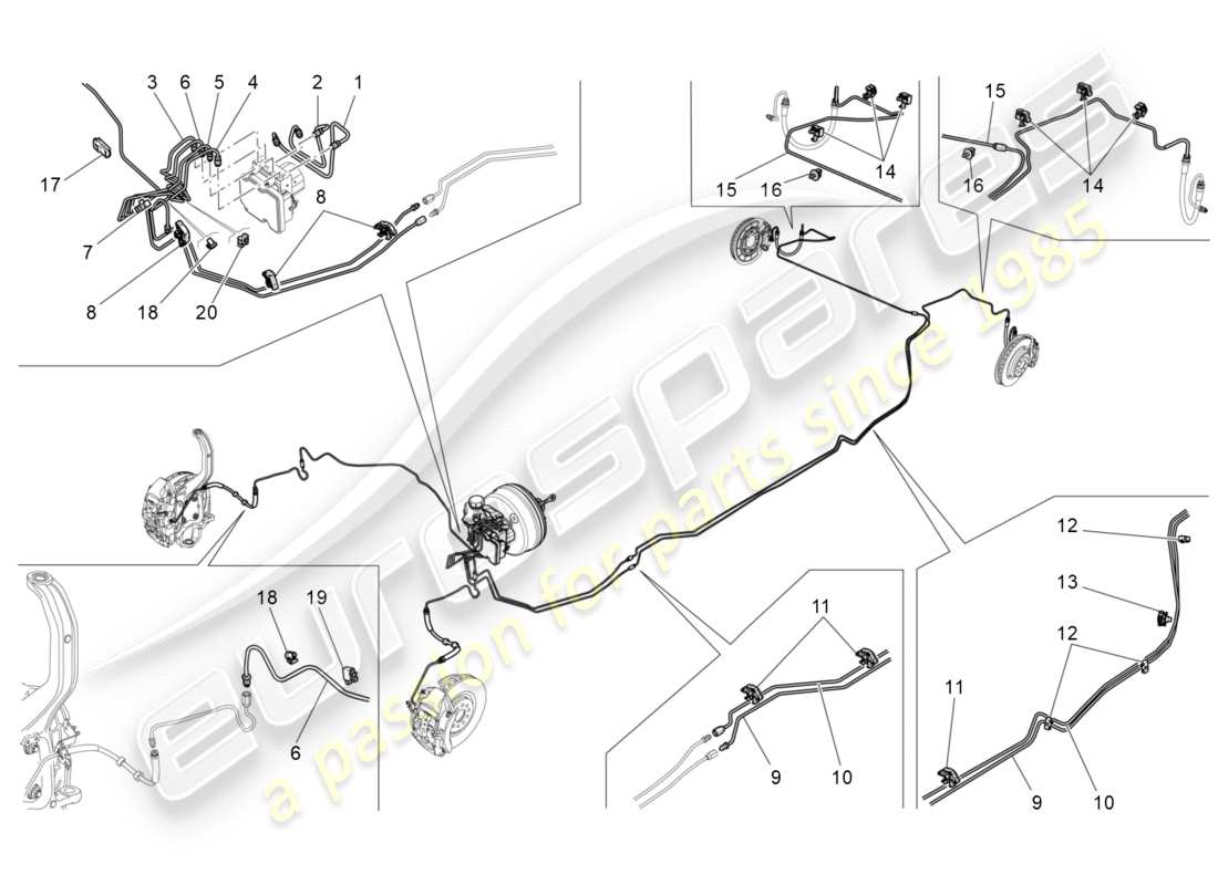 maserati qtp 3.0 bt v6 410hp (2014) diagrama de partes de líneas