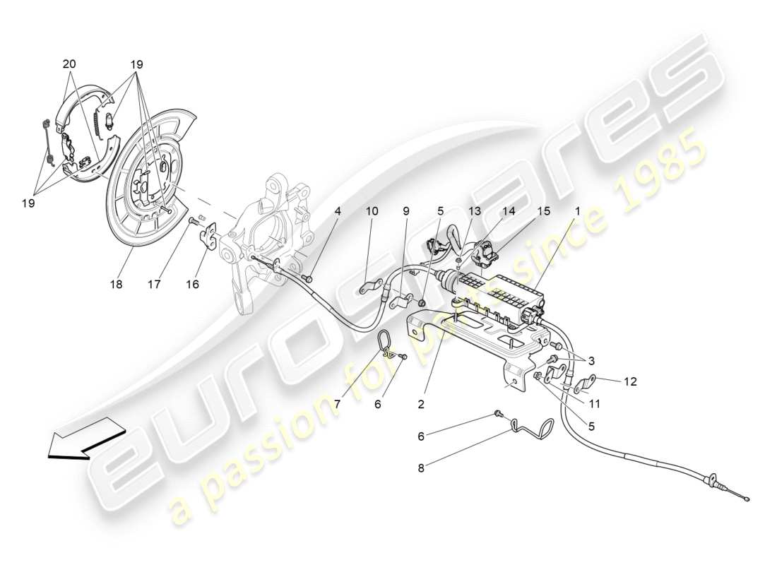 maserati qtp 3.0 bt v6 410hp (2014) diagrama de piezas del freno de estacionamiento