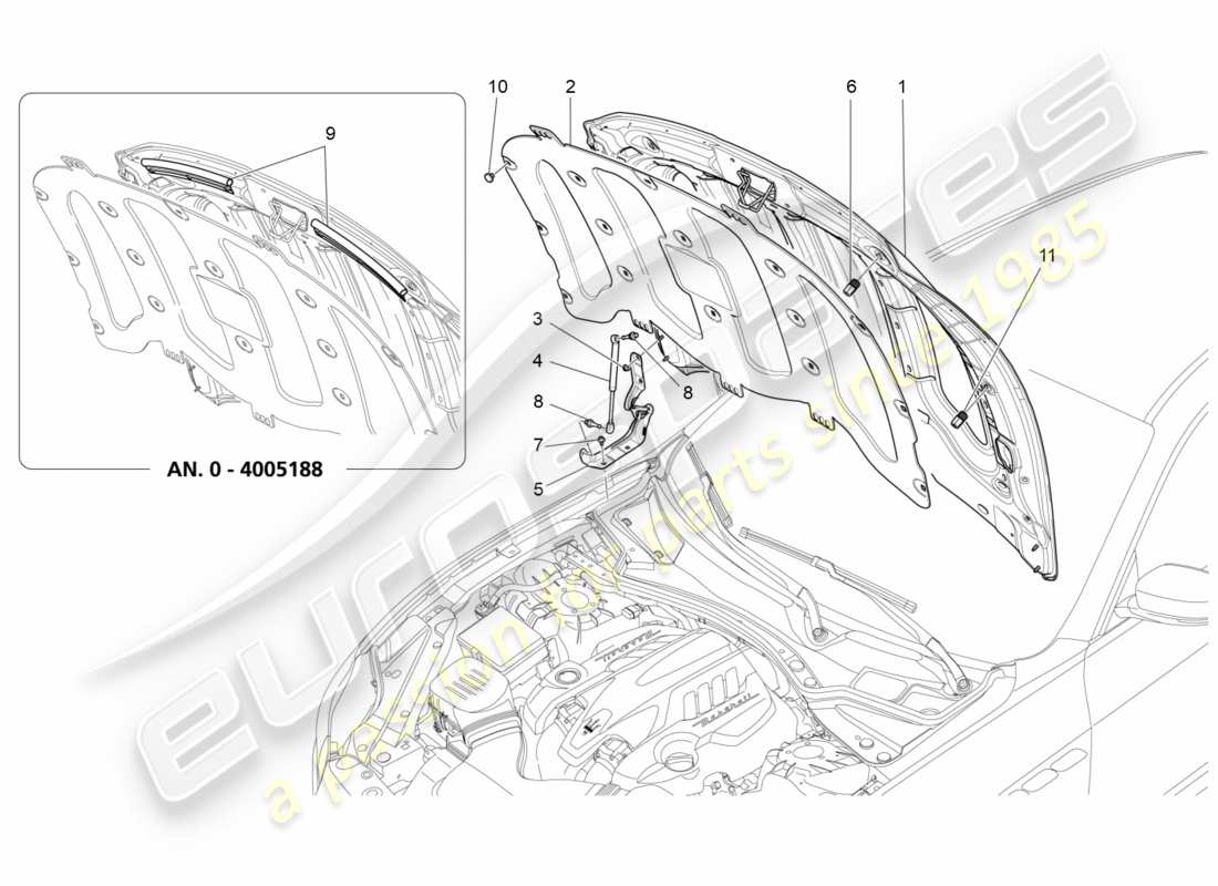 maserati qtp 3.0 tds v6 275hp (2015) diagrama de piezas de la tapa frontal
