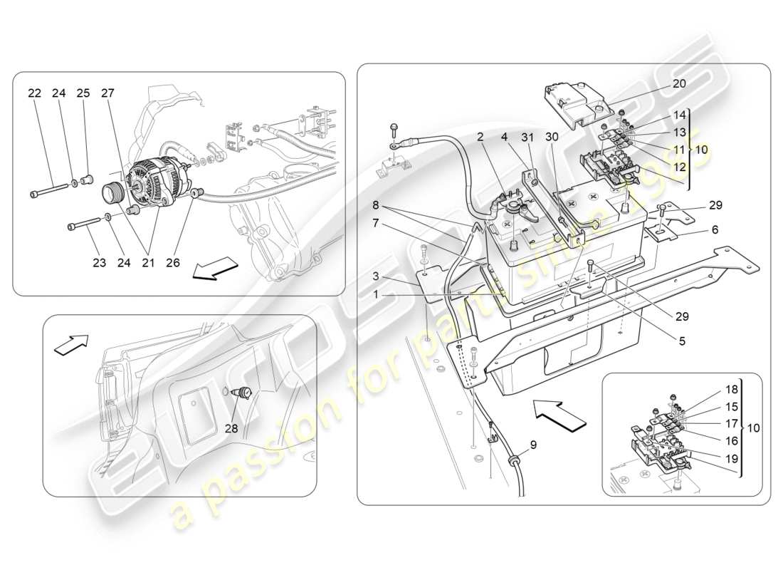 maserati granturismo (2015) diagrama de partes de generación y acumulación de energía