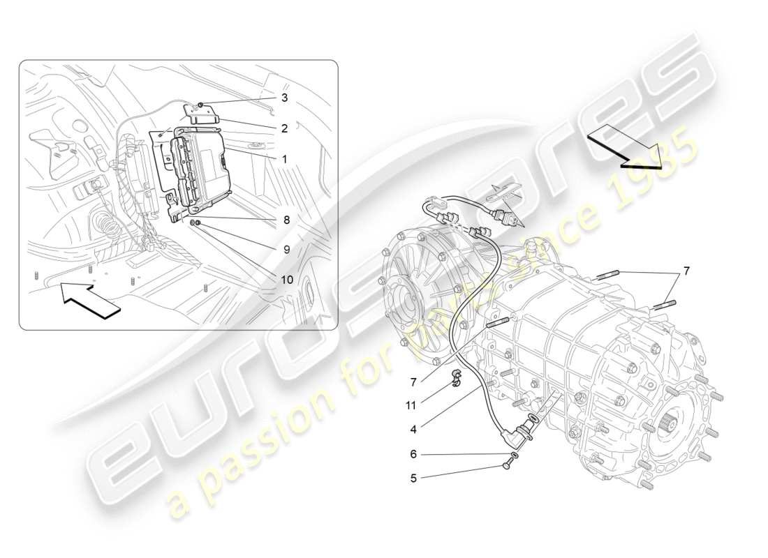 maserati granturismo (2010) diagrama de piezas de control electrónico (caja de cambios)