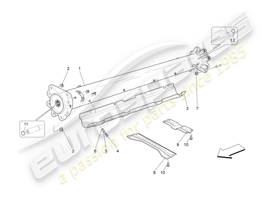 maserati granturismo (2010) diagrama de piezas del eje de transmisión