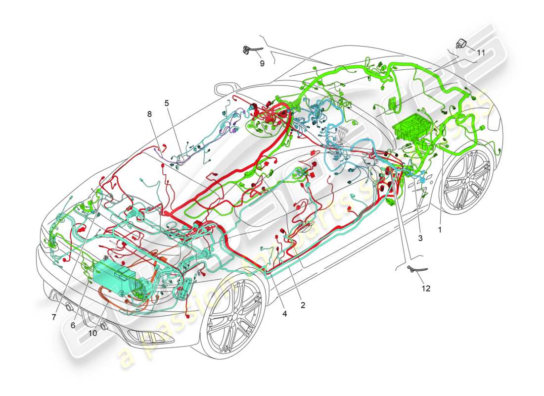 maserati qtp 3.0 tds v6 275hp (2015) diagrama de piezas de cableado principal