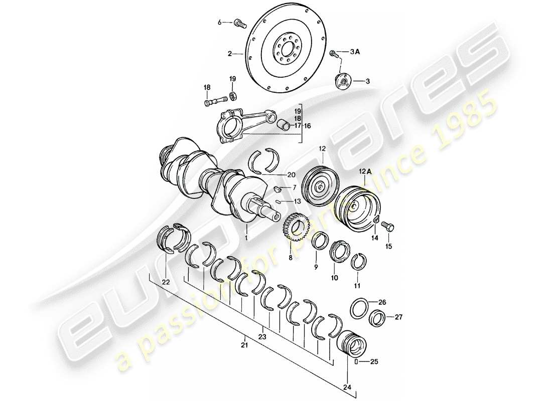 porsche 1981 (911) cigüeñal diagrama de piezas