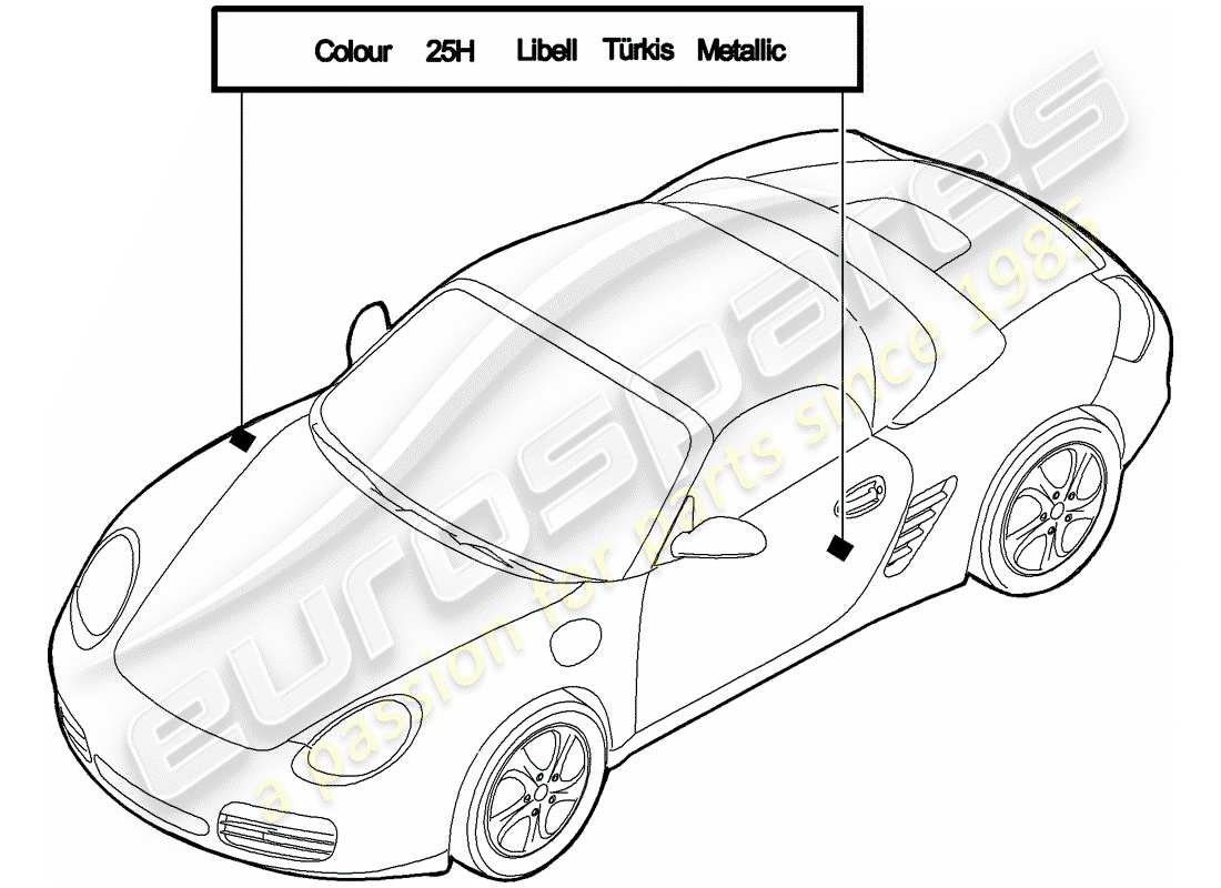 porsche 2007 (987 boxster) diagrama de piezas de la barra de retoque de pintura