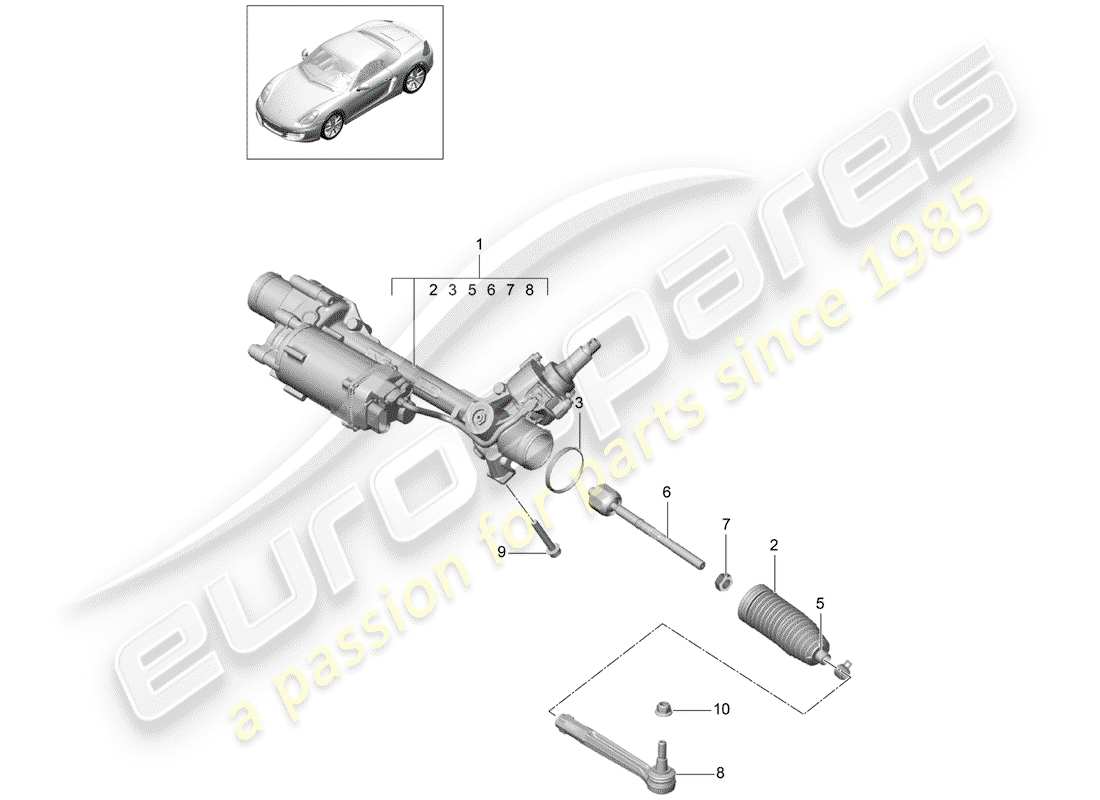 porsche 2016 (981 boxster) aparato de gobierno diagrama de piezas
