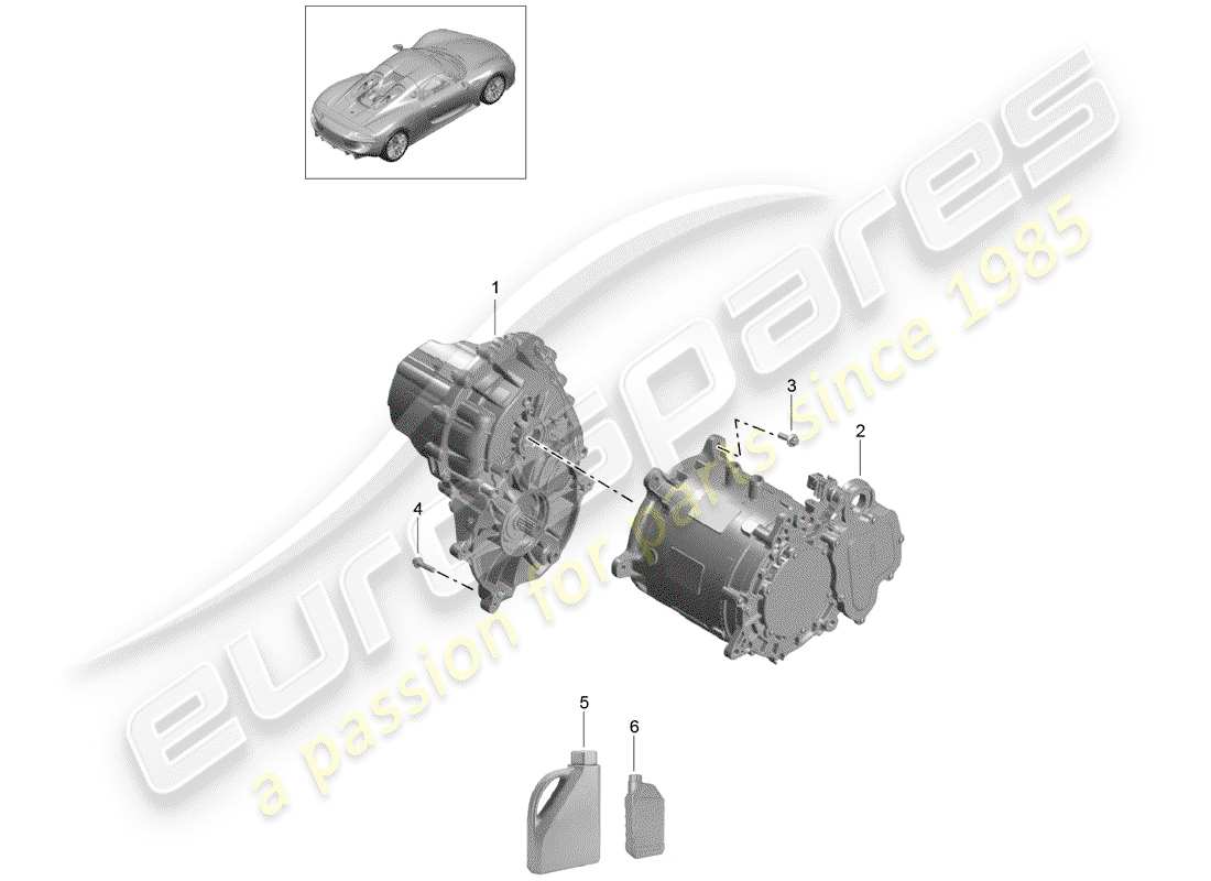 porsche 2015 (918 spyder) diferencial del eje delantero diagrama de piezas