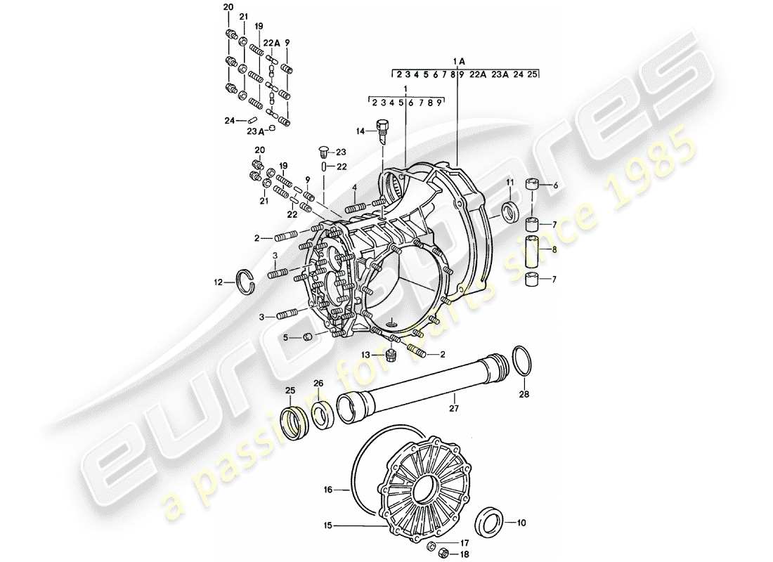 porsche 1983 (911) transmisión de reemplazo - caja de transmisión diagrama de piezas