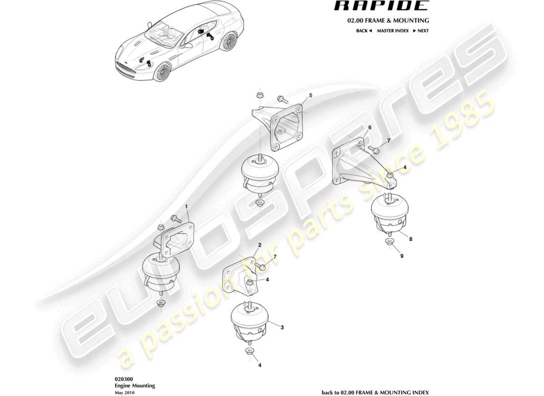 aston martin rapide (2011) montajes del tren motriz diagrama de piezas