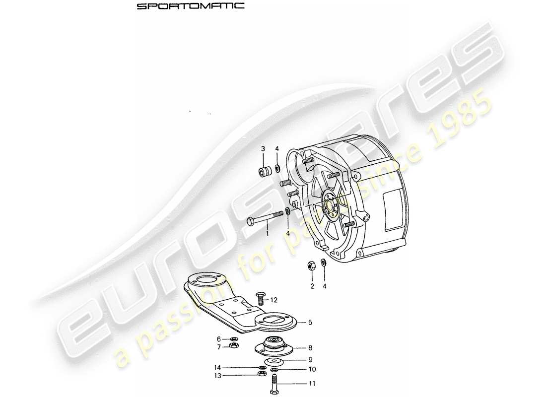 porsche 1977 (911) suspensión de la transmisión diagrama de piezas